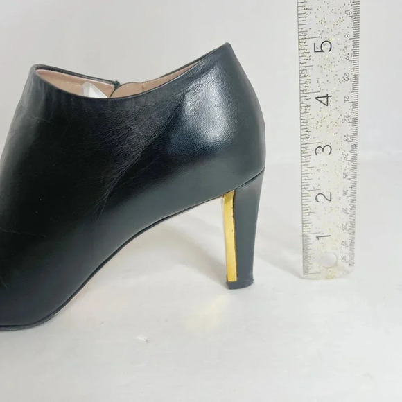 Chloe RARE Black Leather Heeled Booties Gold Detailing Women's Size 36.5 EU 6.5 - Picture 8 of 14